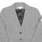 Womens Black & White Houndstooth Jacket L Cotton Blend Button Closure Classic