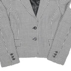 Womens Black & White Houndstooth Jacket L Cotton Blend Button Closure Classic
