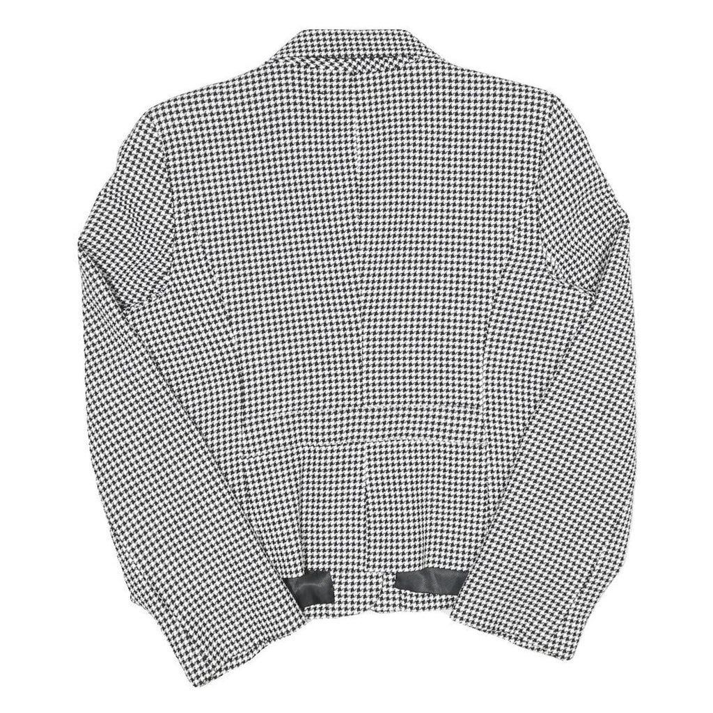 Womens Black & White Houndstooth Jacket L Cotton Blend Button Closure Classic