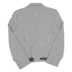 Womens Black & White Houndstooth Jacket L Cotton Blend Button Closure Classic