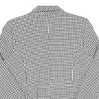 Womens Black & White Houndstooth Jacket L Cotton Blend Button Closure Classic