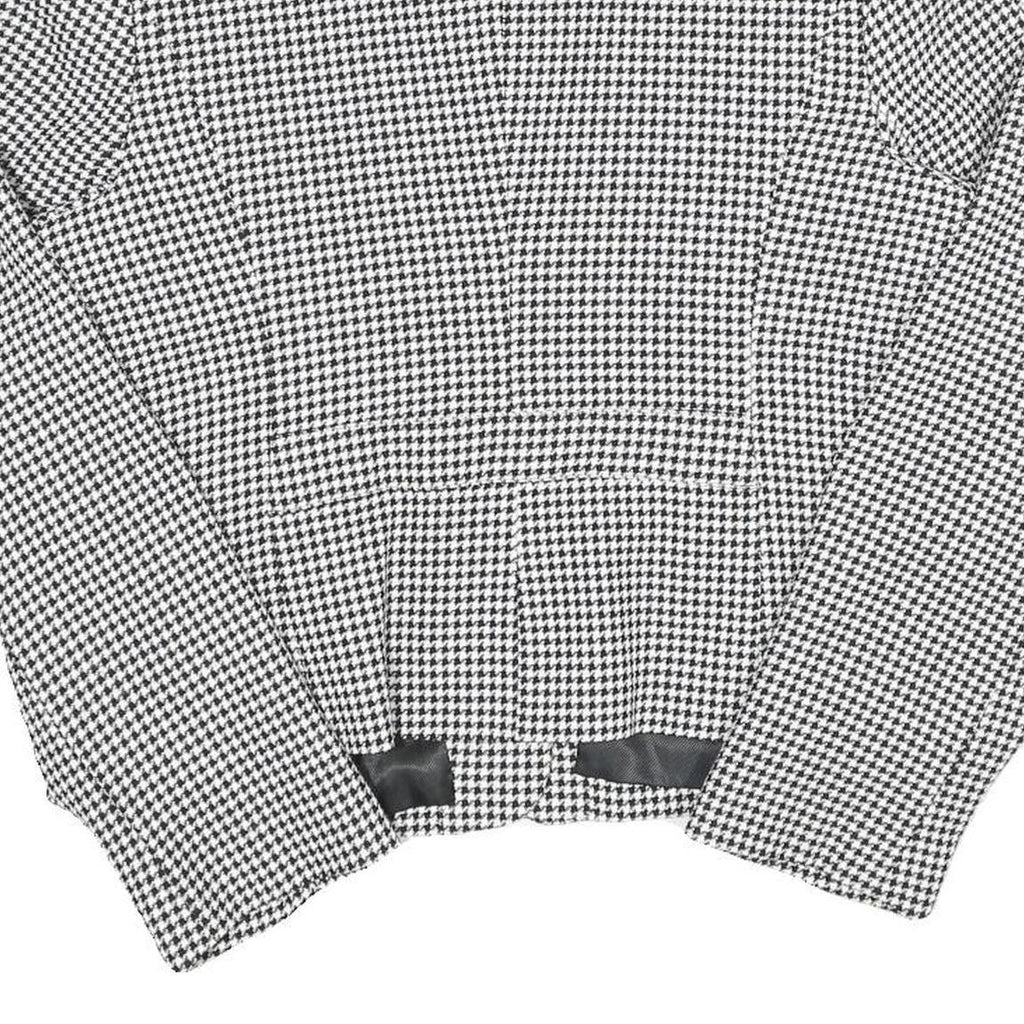 Womens Black & White Houndstooth Jacket L Cotton Blend Button Closure Classic