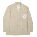 Womens Beige Cream Button Blazer Jacket L Polyester Blend Plain Gold Buttons