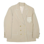 Womens Beige Cream Button Blazer Jacket L Polyester Blend Plain Gold Buttons