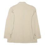 Womens Beige Cream Button Blazer Jacket L Polyester Blend Plain Gold Buttons