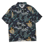 H&M Mens Black Pattern Shirt M Cotton Blend Button Collar Casual