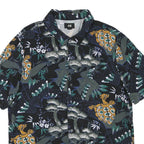 H&M Mens Black Pattern Shirt M Cotton Blend Button Collar Casual