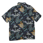 H&M Mens Black Pattern Shirt M Cotton Blend Button Collar Casual