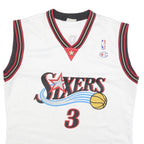 CHAMPION Mens White & Red Sixers Iverson Basketball Jersey L Sleeveless V-Neck