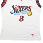 CHAMPION Mens White & Red Sixers Iverson Basketball Jersey L Sleeveless V-Neck