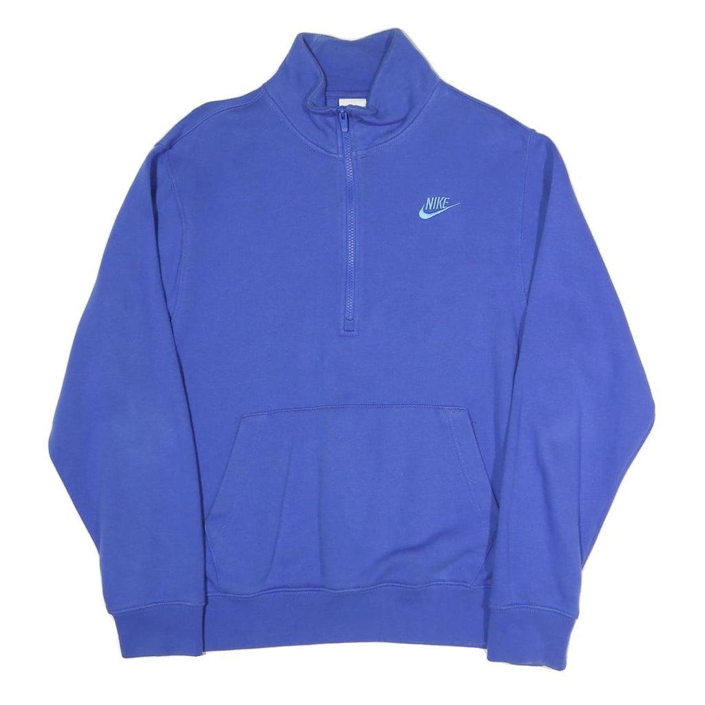 NIKE Mens Blue 1/4 Zip Sweatshirt S Cotton Blend Pullover Casual Sportswear