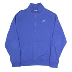 NIKE Mens Blue 1/4 Zip Sweatshirt S Cotton Blend Pullover Casual Sportswear