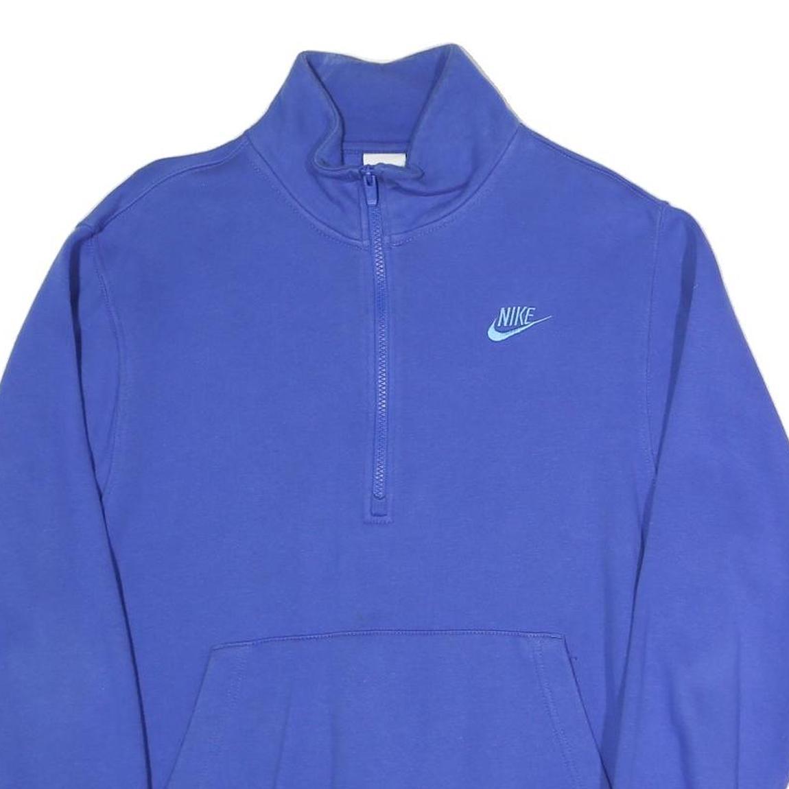 NIKE Mens Blue 1/4 Zip Sweatshirt S Cotton Blend Pullover Casual Sportswear