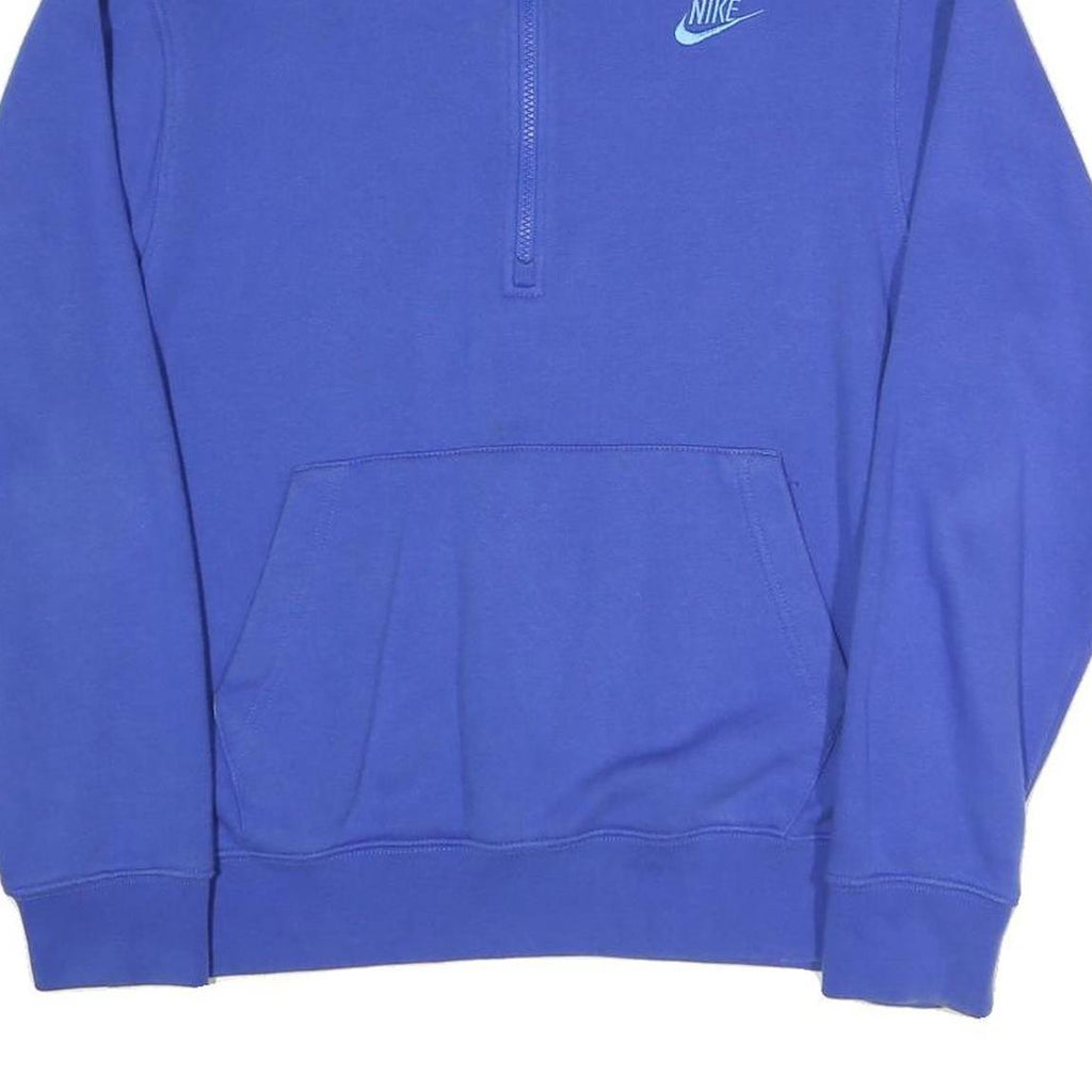 NIKE Mens Blue 1/4 Zip Sweatshirt S Cotton Blend Pullover Casual Sportswear