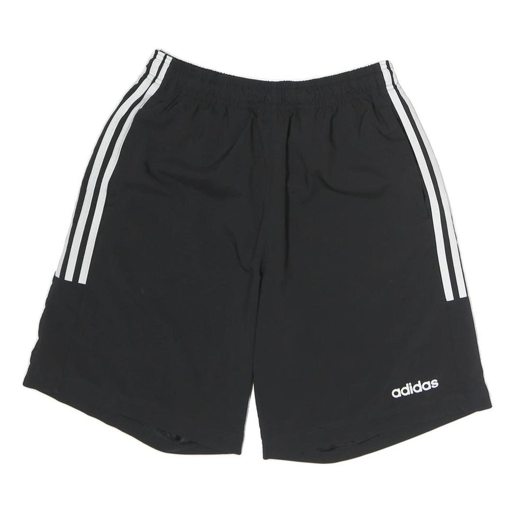 ADIDAS Mens Black Casual Shorts M W28 Polyester Sports Style with Stripes