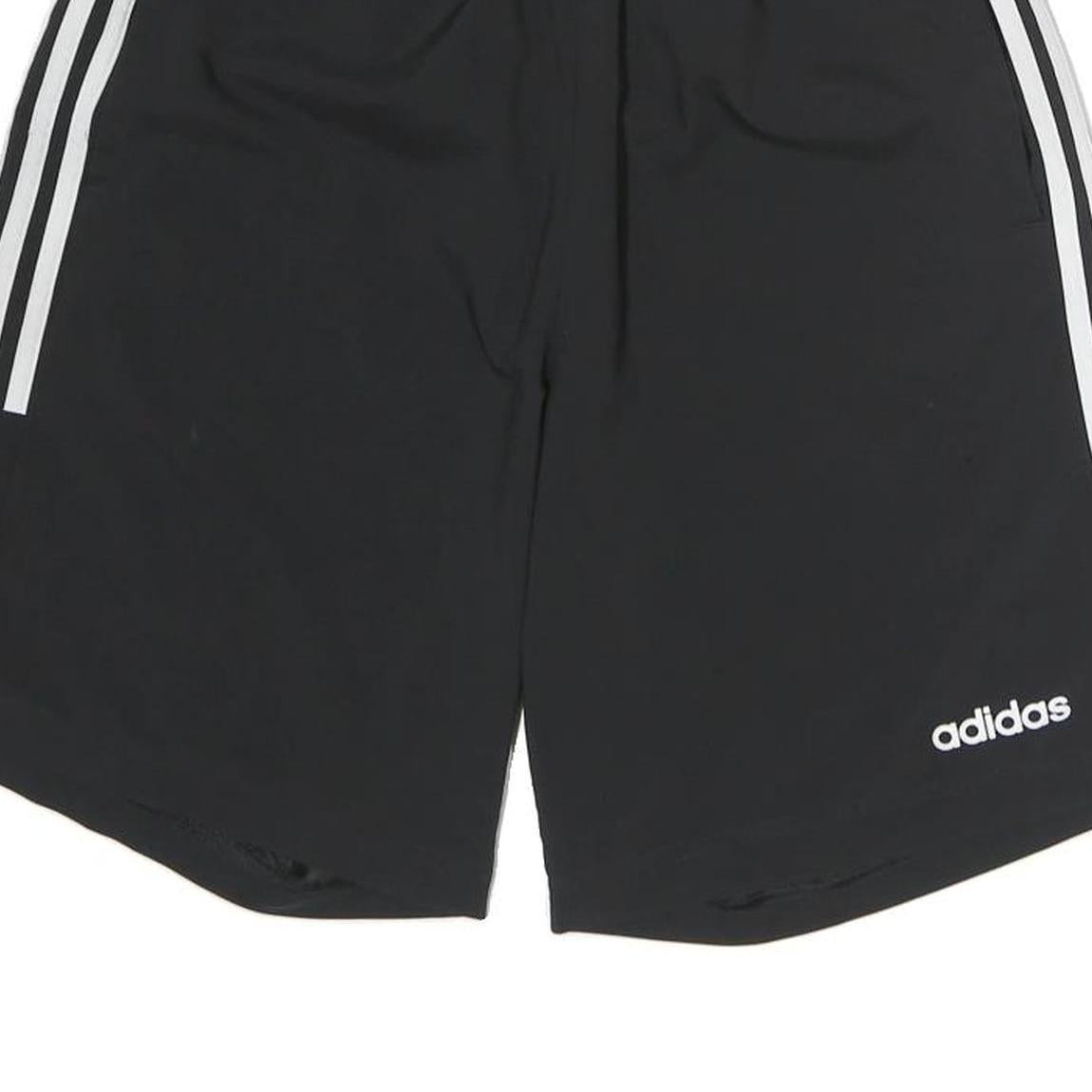ADIDAS Mens Black Casual Shorts M W28 Polyester Sports Style with Stripes