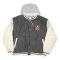 DISNEY Mens Grey & Cream Mickey Button Jacket XL Cotton Blend Hooded Casual