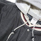 DISNEY Mens Grey & Cream Mickey Button Jacket XL Cotton Blend Hooded Casual