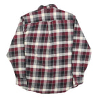 JACHS Mens Burgundy Black & Cream Check Shirt M Casual Long Sleeve Cotton Blend
