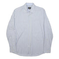 BOGNER Mens Blue Striped Shirt M Cotton Blend Classic Fit Button Collar
