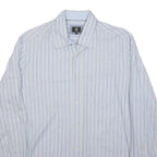 BOGNER Mens Blue Striped Shirt M Cotton Blend Classic Fit Button Collar