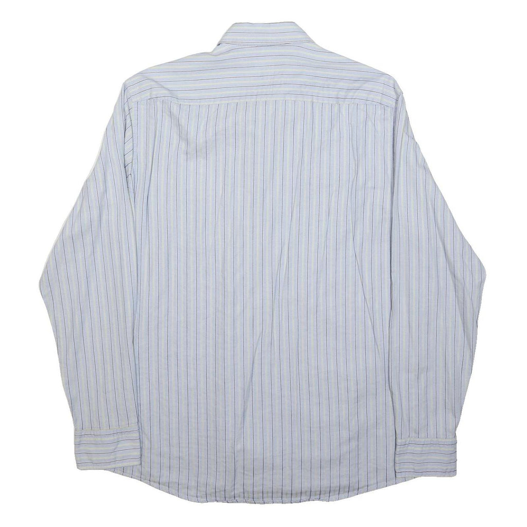 BOGNER Mens Blue Striped Shirt M Cotton Blend Classic Fit Button Collar