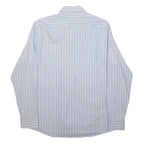 BOGNER Mens Blue Striped Shirt M Cotton Blend Classic Fit Button Collar