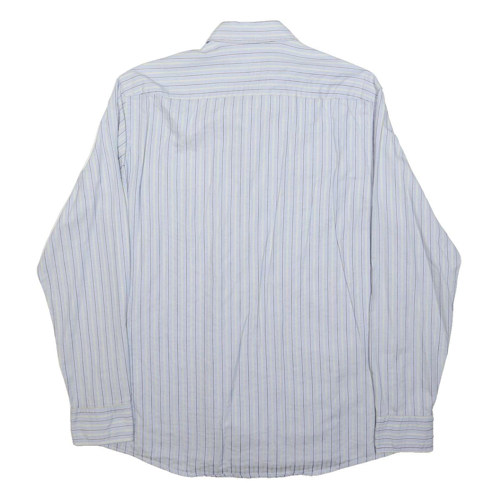 BOGNER Mens Blue Striped Shirt M Cotton Blend Classic Fit Button Collar