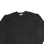 LEASURE WEAR Womens Black Cotton Blend V-Neck Sweatshirt M Casual Pullover