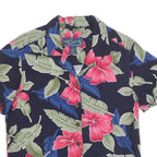 ISLAND TRADERS Womens Navy Blue & Red Floral Rayon Shirt S Tropical Print