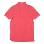 TOMMY HILFIGER Mens Red Short Sleeve Plain Polo Shirt S Cotton Casual