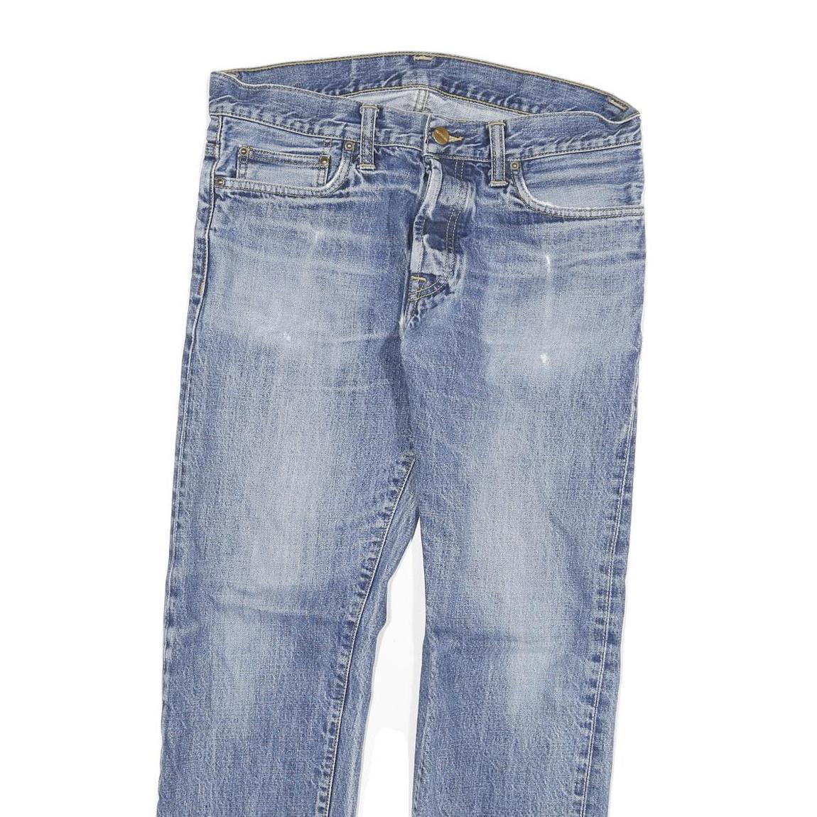 CARHARTT Mens Slim Blue Denim Slim Jeans W30 L27 Cotton Blend Zip Pocket