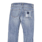 CARHARTT Mens Slim Blue Denim Slim Jeans W30 L27 Cotton Blend Zip Pocket