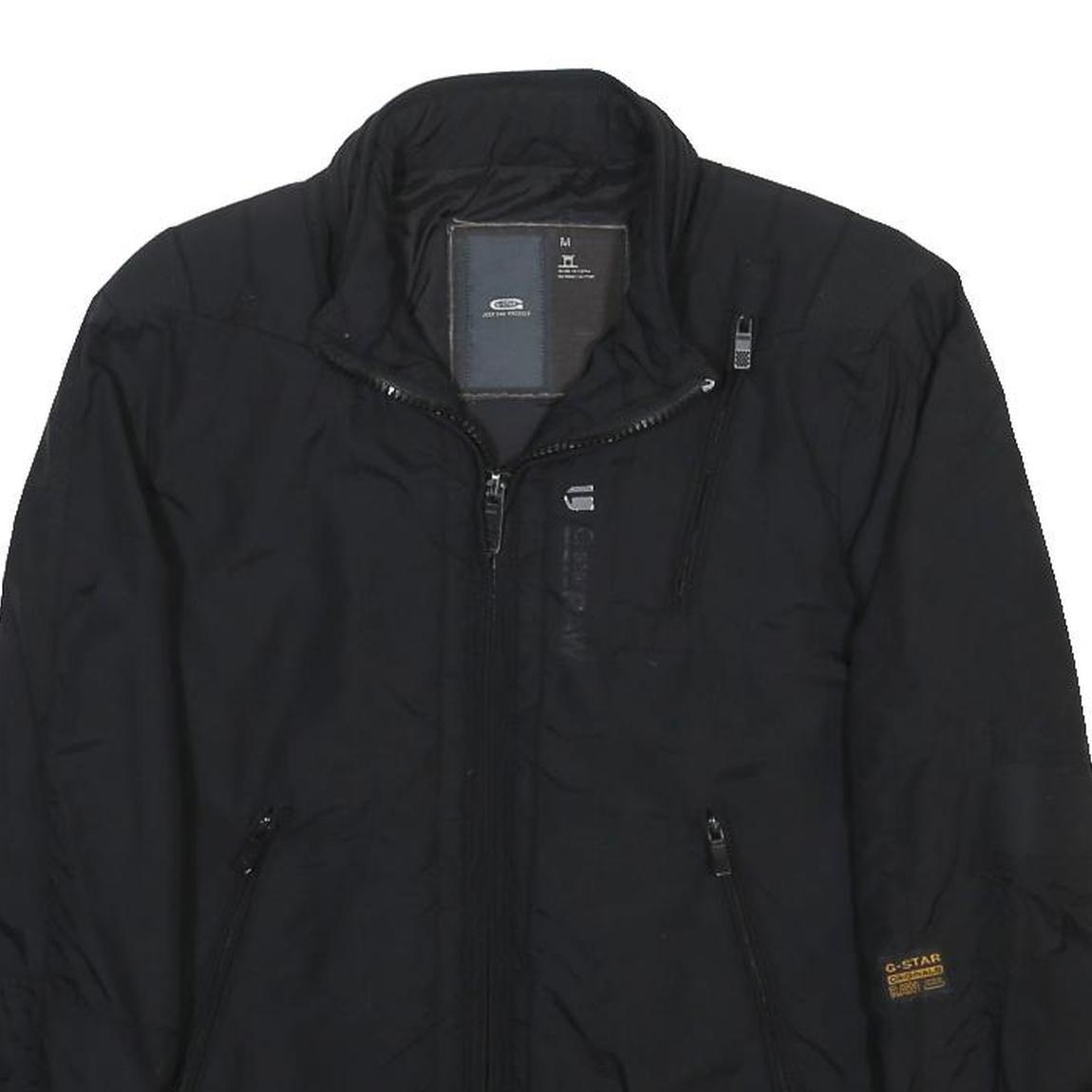 GSTAR Womens Black Classic Zip Jacket M Polyester Blend Plain Lightweight Casual