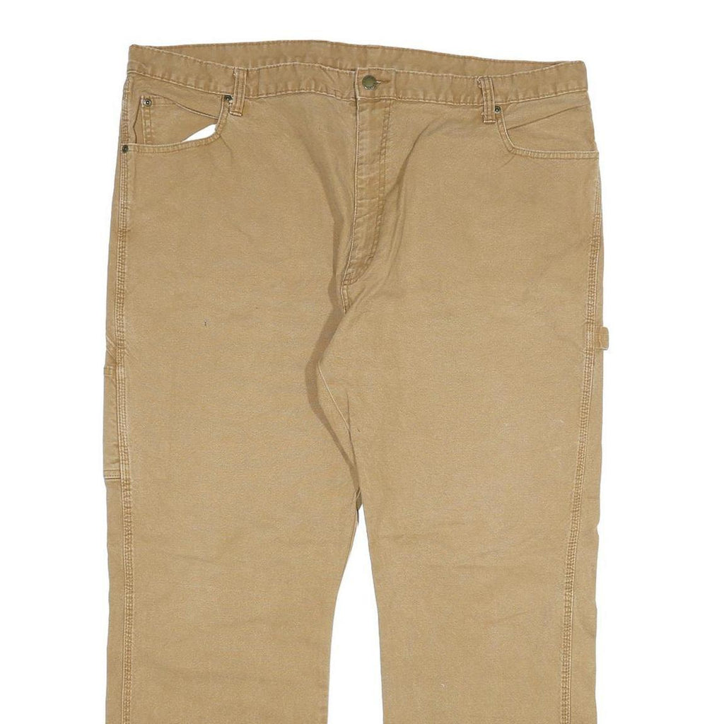 DICKIES Mens Cotton Blend Beige Regular Fit Straight Leg Trousers W44 L32