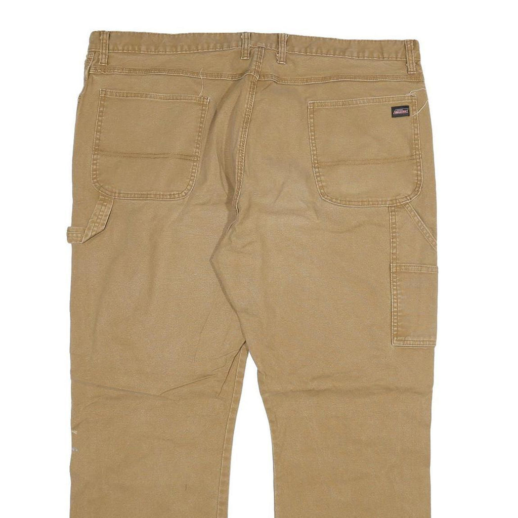 DICKIES Mens Cotton Blend Beige Regular Fit Straight Leg Trousers W44 L32