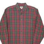 L.L.Bean Mens Red & Green Check Casual Button-Down Collar Shirt M Cotton Blend