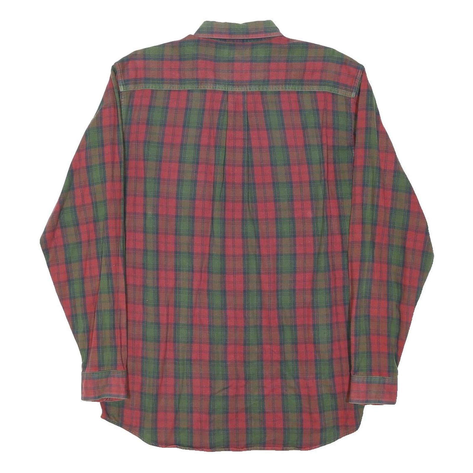 L.L.Bean Mens Red & Green Check Casual Button-Down Collar Shirt M Cotton Blend