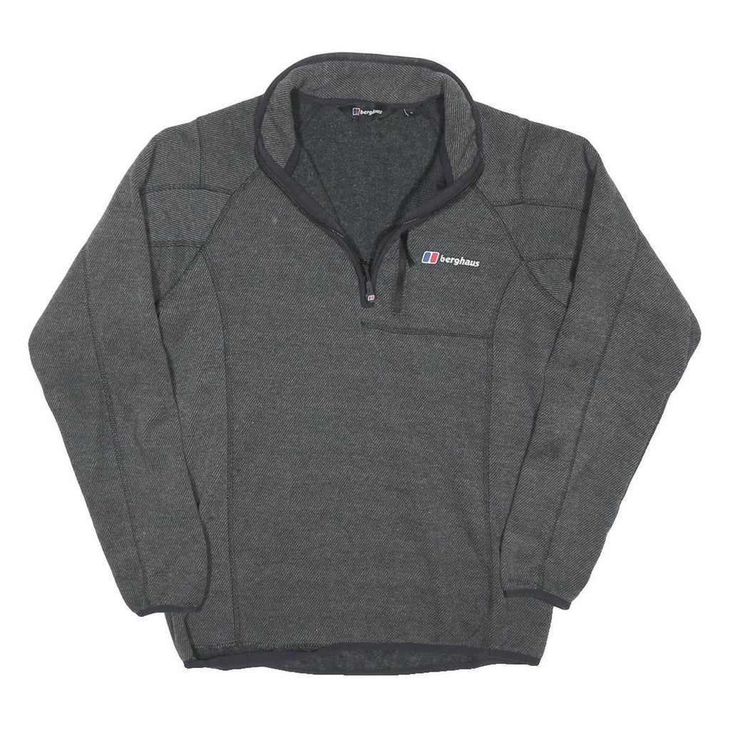 BERGHAUS Mens Grey Patterned Pullover Jumper 1/4 Zip Polyester Blend S Outdoor