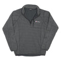 BERGHAUS Mens Grey Patterned Pullover Jumper 1/4 Zip Polyester Blend S Outdoor