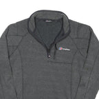 BERGHAUS Mens Grey Patterned Pullover Jumper 1/4 Zip Polyester Blend S Outdoor
