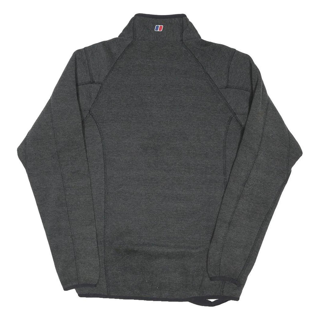 BERGHAUS Mens Grey Patterned Pullover Jumper 1/4 Zip Polyester Blend S Outdoor