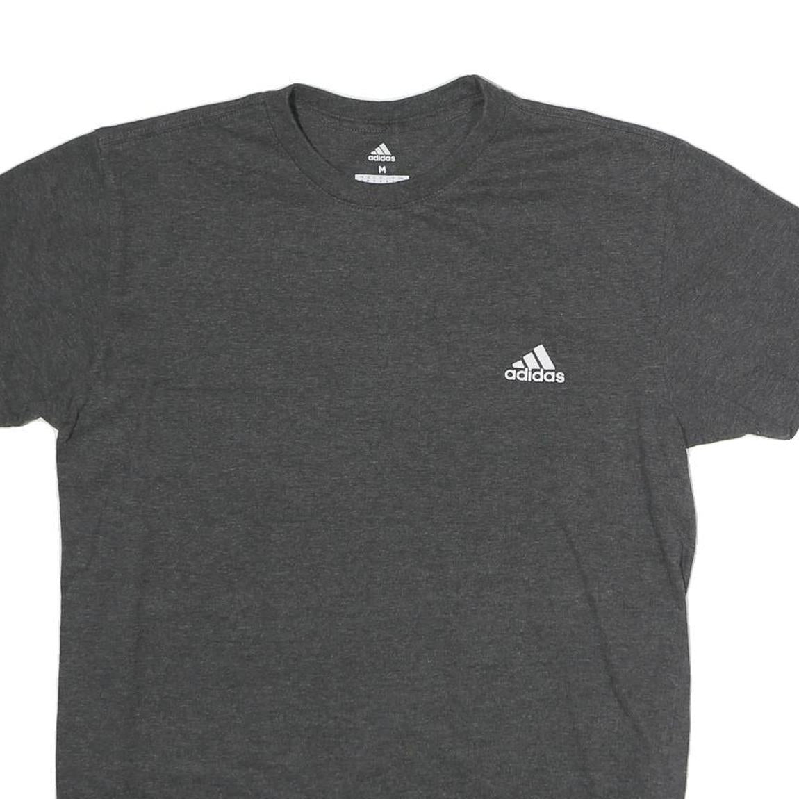 ADIDAS Mens Grey Plain T-Shirt M Short Sleeve Crew Neck Casual Sportswear