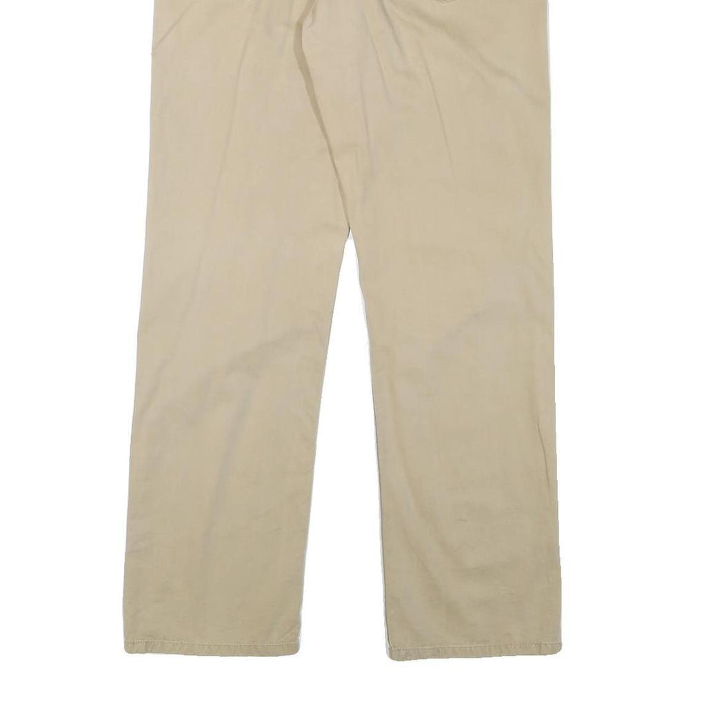 TOMMY HILFIGER Mens Cotton Blend Beige Regular Straight Trousers W34 L30 Casual