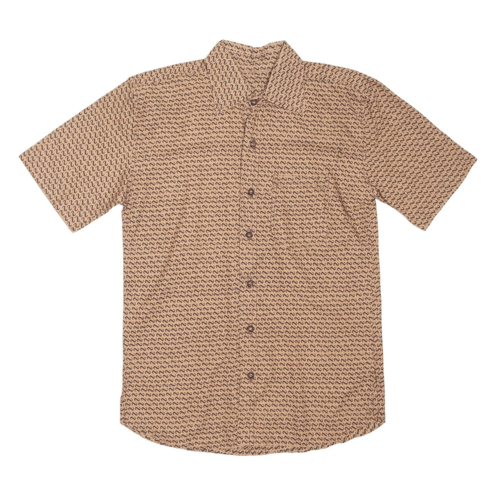 Mens Shirt Brown Crazy Pattern S