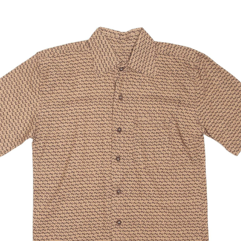 Mens Shirt Brown Crazy Pattern S