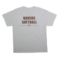 GILDEN Mens Grey Ravens Softball Graphic T-Shirt L Short Sleeve Crew Neck