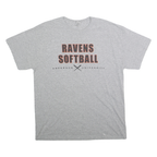 GILDEN Mens Grey Ravens Softball Graphic T-Shirt L Short Sleeve Crew Neck