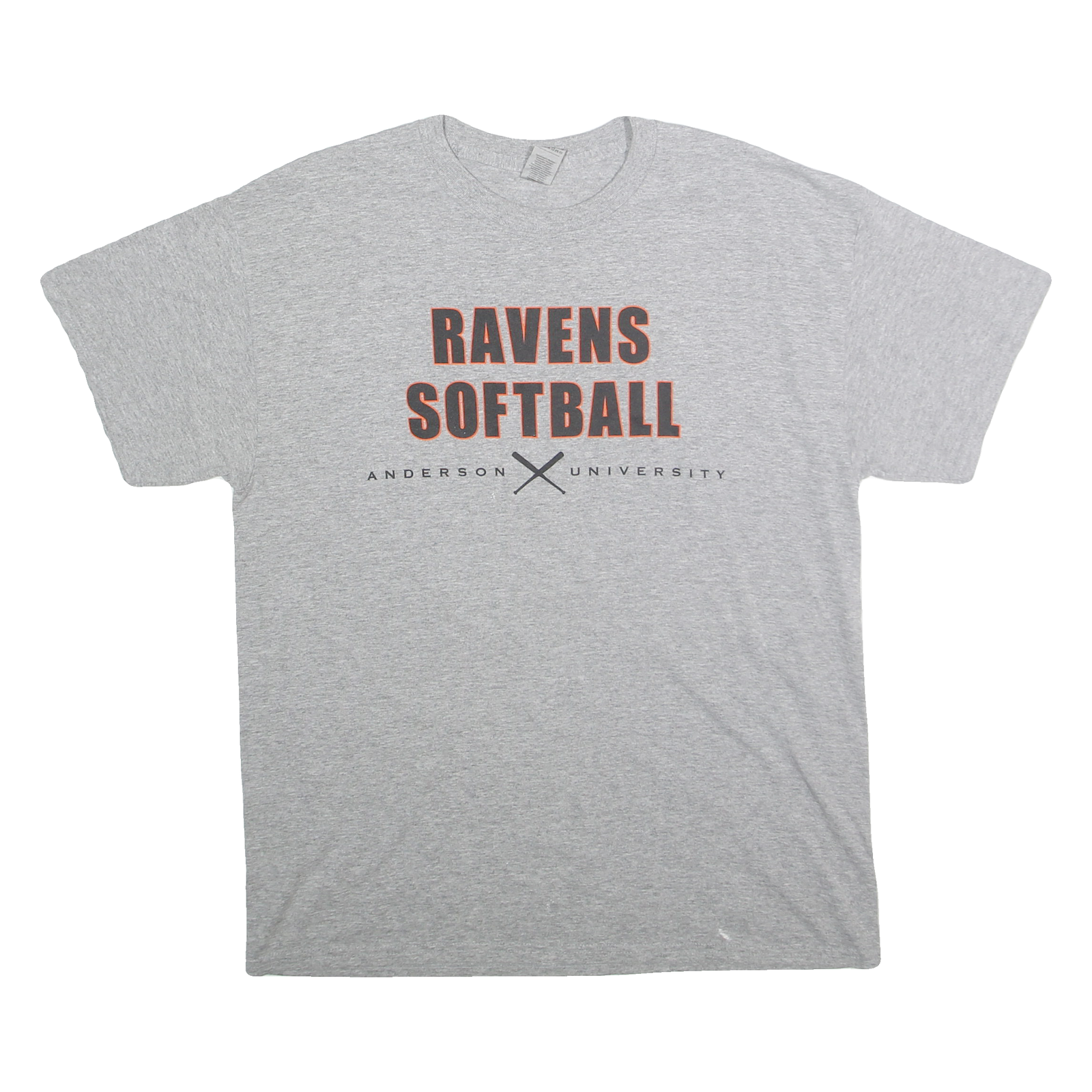 GILDEN Mens Grey Ravens Softball Graphic T-Shirt L Short Sleeve Crew Neck