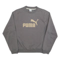 PUMA Mens Grey Beige Logo Crew Neck Sweatshirt S Sports Casual Cotton